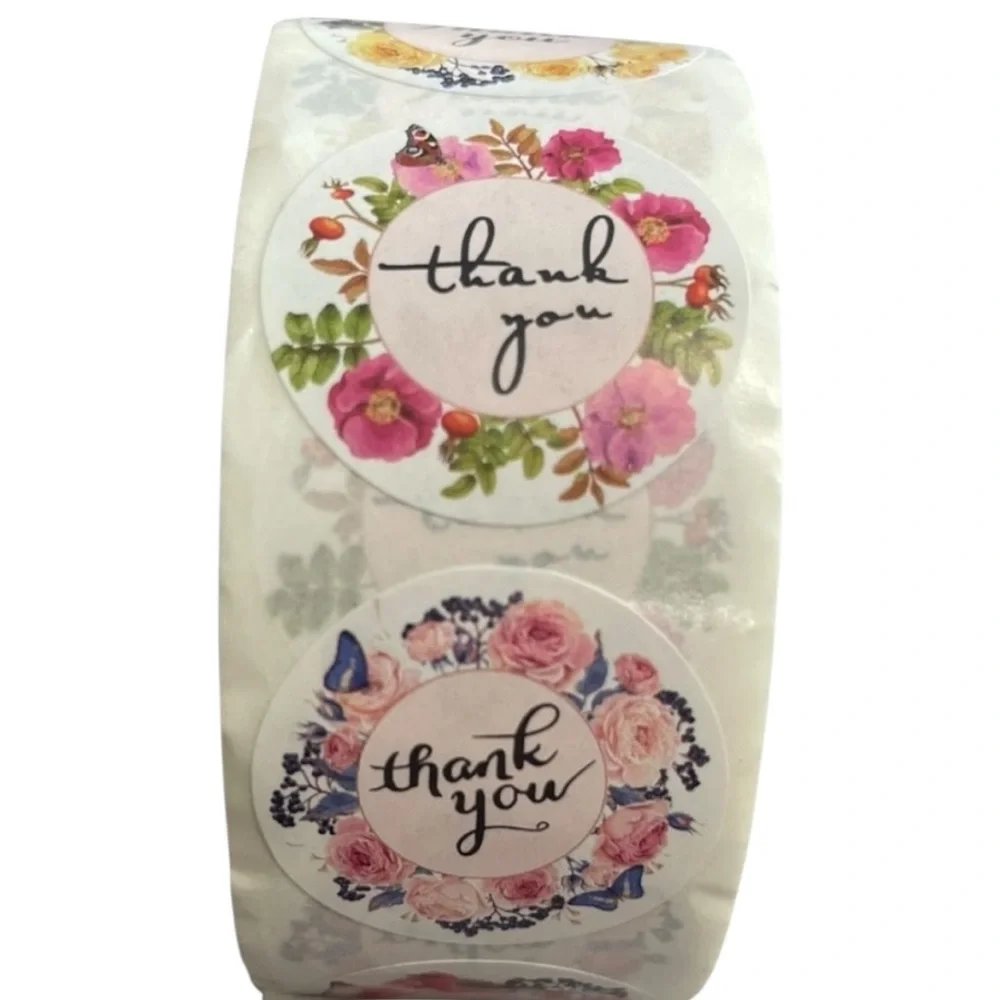 Roll of 500 thank-you stickers.